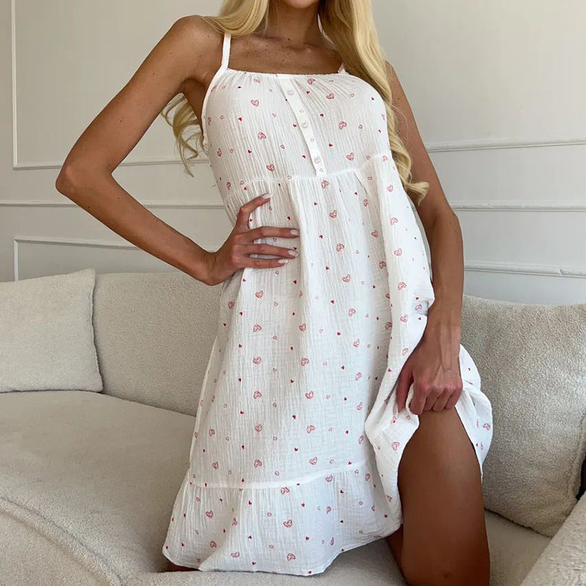 Damen luftiges Sommerkleid mit Rüschensaum und floralem Muster R&B