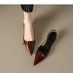 Damen Slingback Pumps mit spitzem Design und glänzender Oberfläche R&B