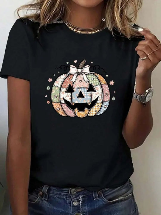 Damen T-Shirt mit stylischem Kürbis-Motiv und aufregendem Animal-Print R&B