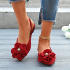Damen elegante Slipper mit dekorativen Blumenapplikationen R&B