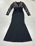 Damen elegantes Abendkleid mit Spitzeneinsätzen und raffiniertem Wickeldesign R&B