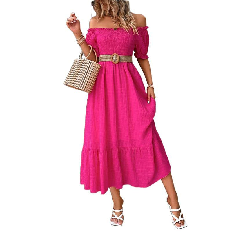 Damen Off-Shoulder Maxikleid mit voluminösen Ärmeln und fließendem Schnitt R&B