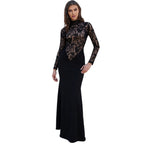 Damen Elegantes Maxikleid mit transparentem Spitzenoberteil und figurbetontem Schnitt R&B