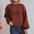 Damen Grobstrickpullover mit romantischem Rippenmuster und weiten Ärmeln R&B