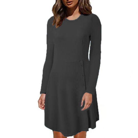 Damen Strickkleid mit Knopfdetails und eng anliegendem Oberteil R&B