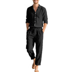 Herren lässige Leinen-Hose mit verstellbarem Kordelzug und modernem Schnitt R&B