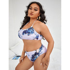 Damen Triangel-Bikini mit floralem Design und elastischem Bund R&B