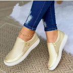 Damen Slip-On Sneakers mit seitlichem Reißverschluss und atmungsaktiver Textur R&B