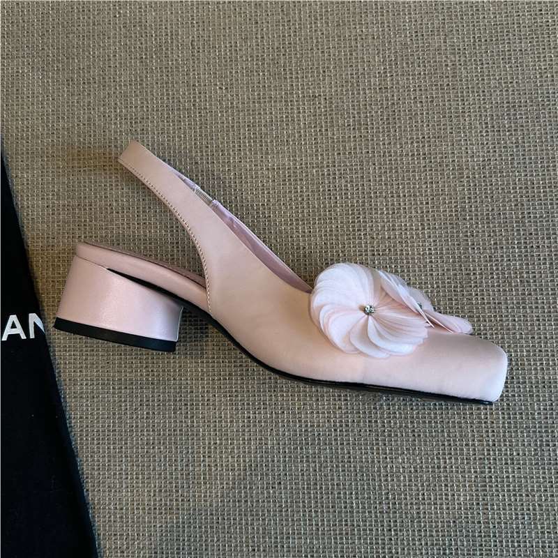 Damen Slingback Schuhe mit floralen Applikationen und komfortablem Absatz R&B