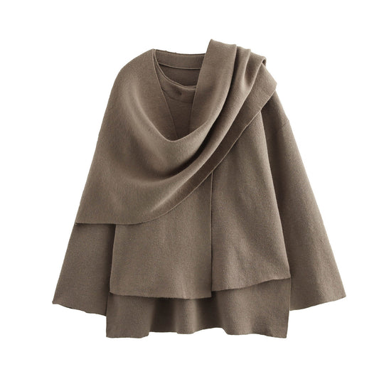 Damen asymmetrische ponchoartige Jacke aus weichem Material R&B