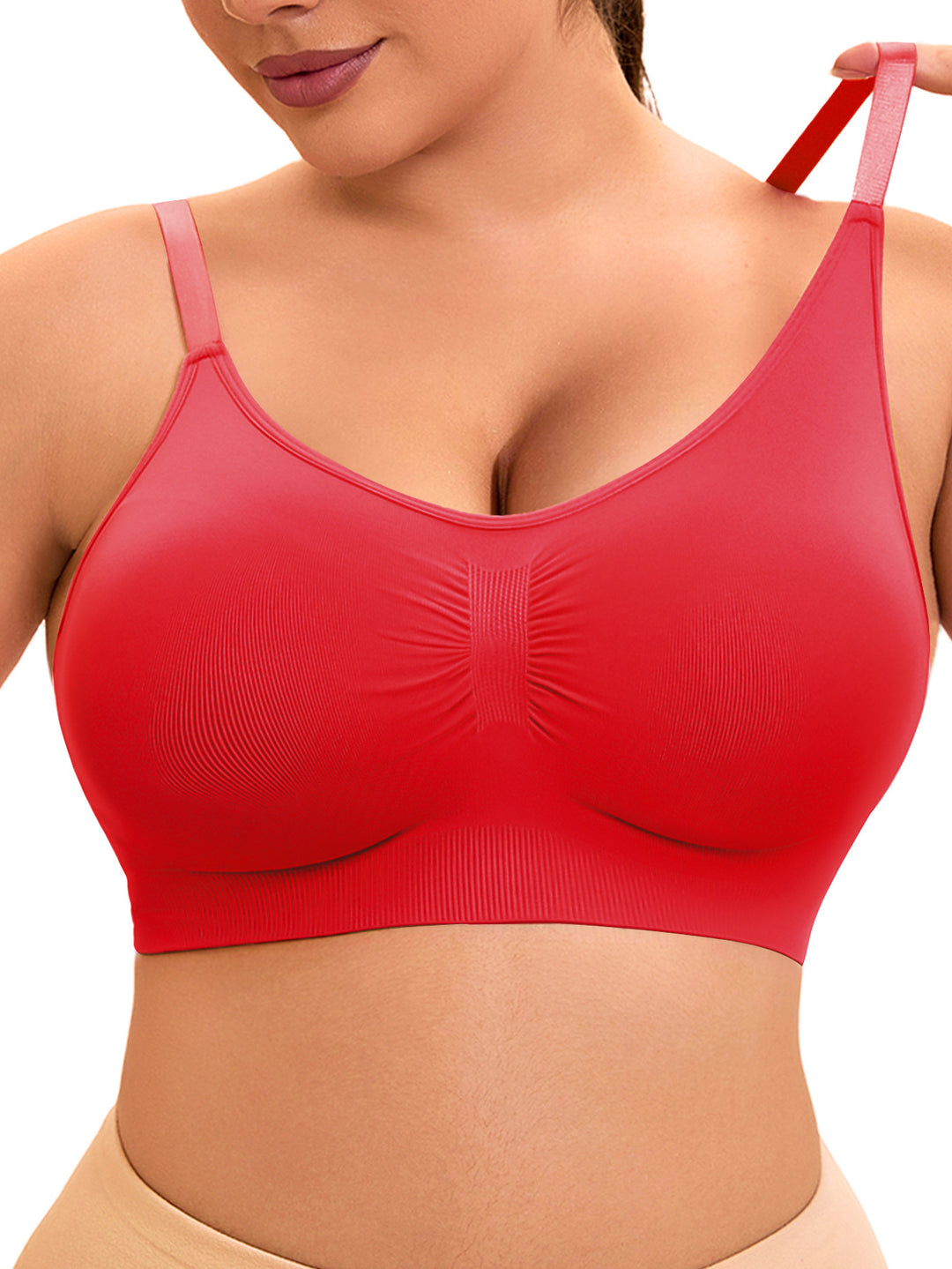Damen sportlicher Bralette-BH mit nahtloser Passform und elastischem Unterband R&B