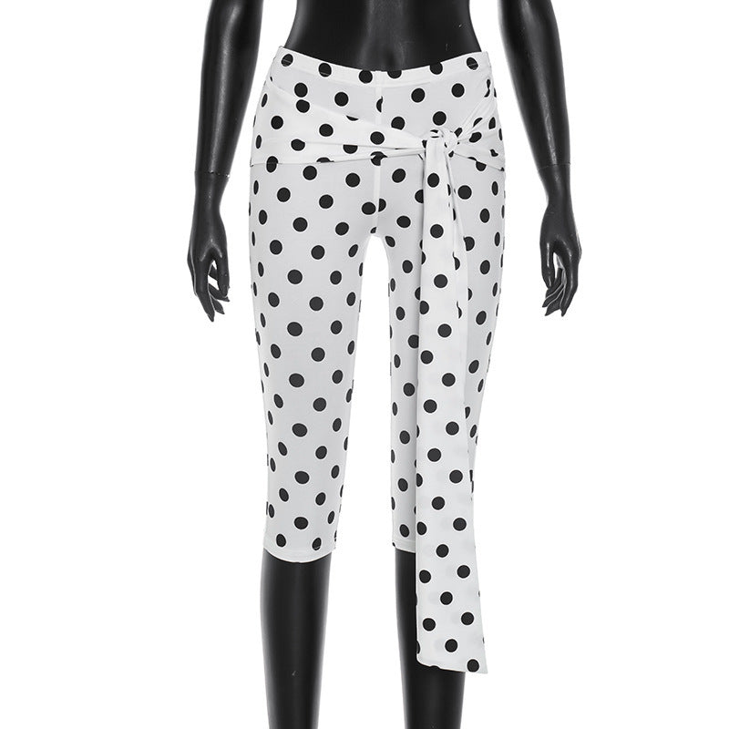 Damen Polka-Dot Culottes mit elegantem Bindegürtel R&B