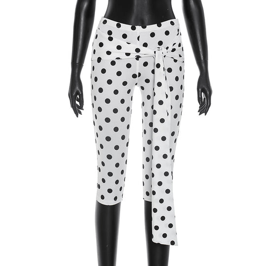 Damen Polka-Dot Culottes mit elegantem Bindegürtel R&B