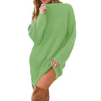 Damen Oversized Strickkleid mit hohem Kragen und seitlichem Schlitz R&B