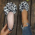 Damen Ballerinas mit modischem Leopardenmuster und verspieltem Schleifendetail R&B