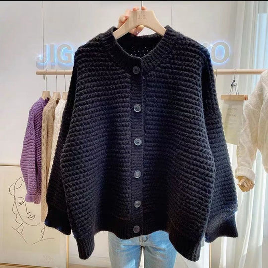 Damen Grobstrickjacke mit Knopfdetails und oversized Schnitt R&B