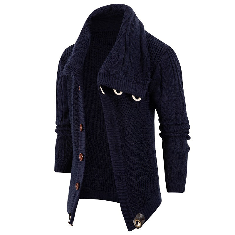 Herren Strickjacke mit Schalkragen und Holzknöpfen R&B