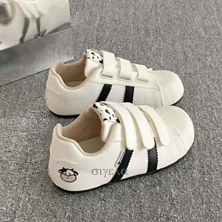 Damen Bequeme Freizeitsneaker mit praktischem Klettverschluss und tierischem Motiv
