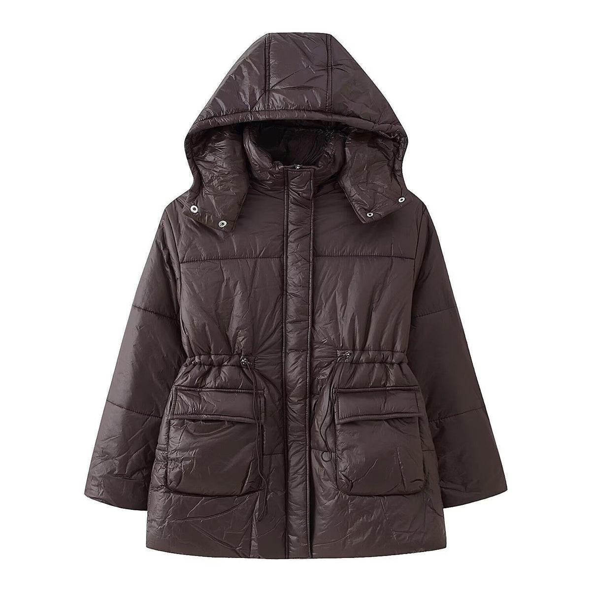 Damen gesteppte Übergangsjacke mit Kapuze und praktischen Taschen R&B