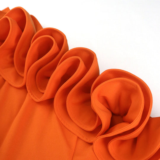 Damen Elegantes Maxikleid mit asymmetrischem Rüschenakzent und sexy Schlitz R&B