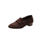 Damen modische Wildleder-Mokassins mit bequemem Blockabsatz R&B