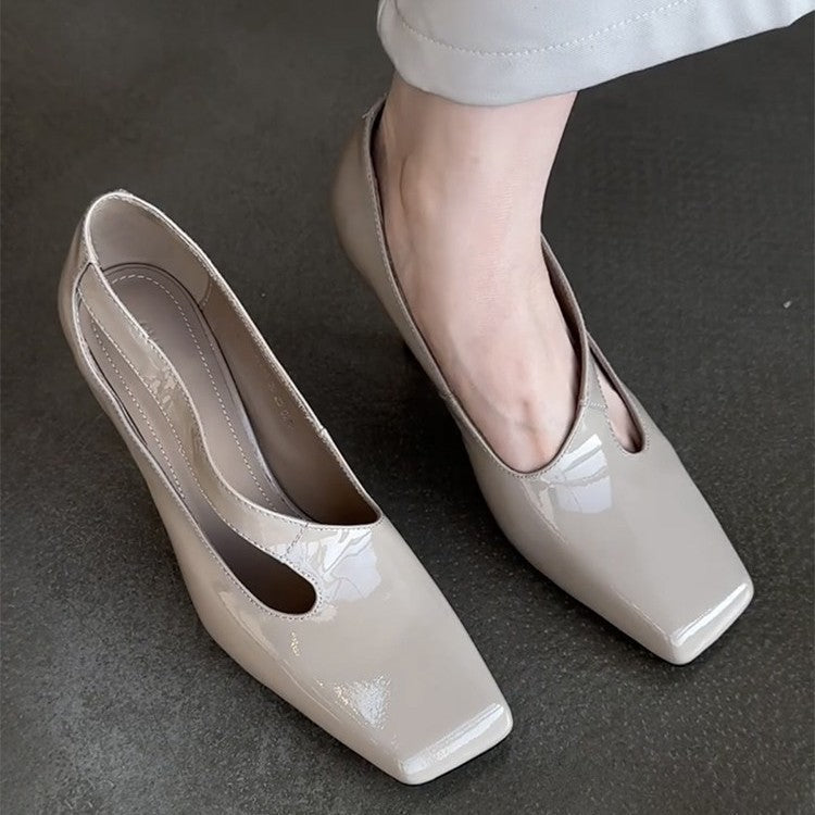 Damen elegante Slingback-Pumps mit glänzender Kappenfront R&B