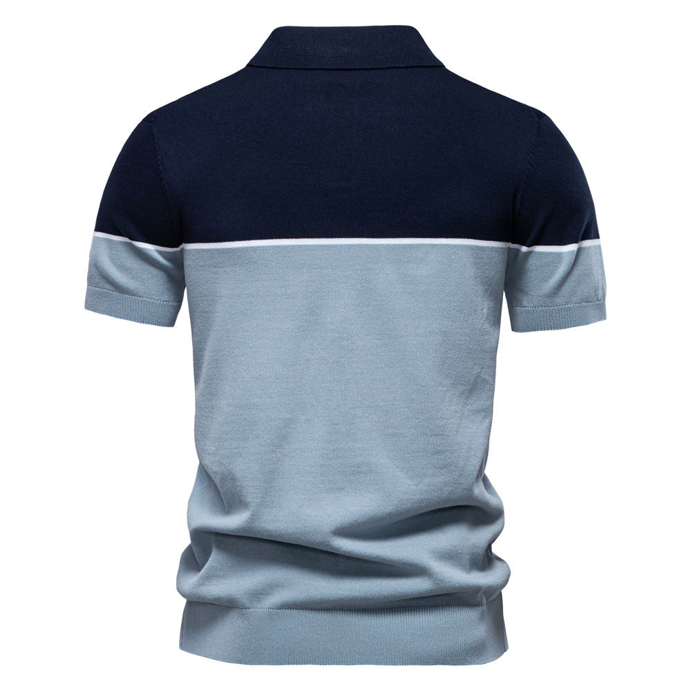 Herren Polo-Shirt mit kontrastierendem Farbblockdesign und hochwertiger Piqué-Textur