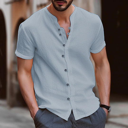 Herren lässiges Kurzarmhemd mit Knopfdetails R&B