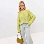 Damen Grober Strickpullover mit eleganter Struktur und weitem Schnitt R&B