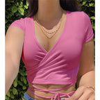 Damen Wickeloberteil mit kurzem Arm R&B
