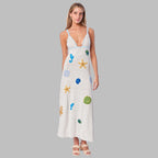 Damen gehäkeltes Strandkleid mit maritimen Motiven