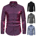 Herren schimmerndes Langarmhemd R&B