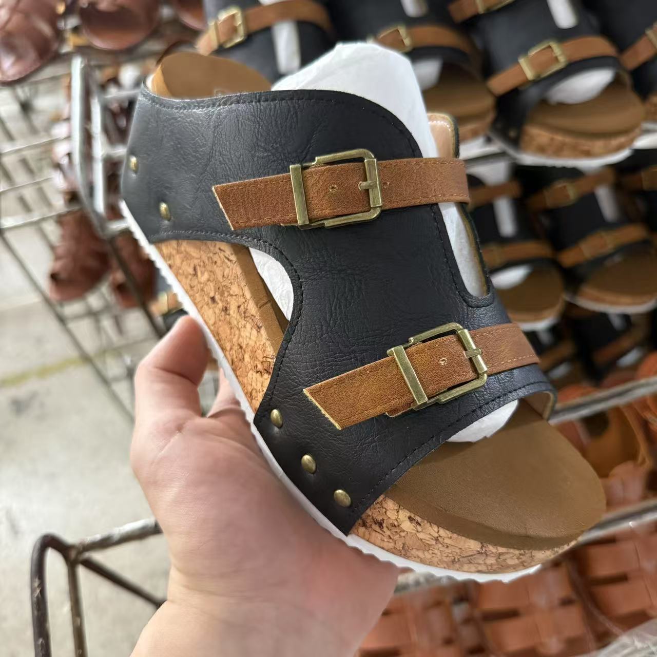 Damen Wedge-Sandaletten mit verstellbaren Riemen und ergonomischem Korkfußbett R&B