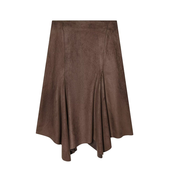 Damen A-linien Rock aus weichem Wildlederimitat mit elegantem Fall R&B