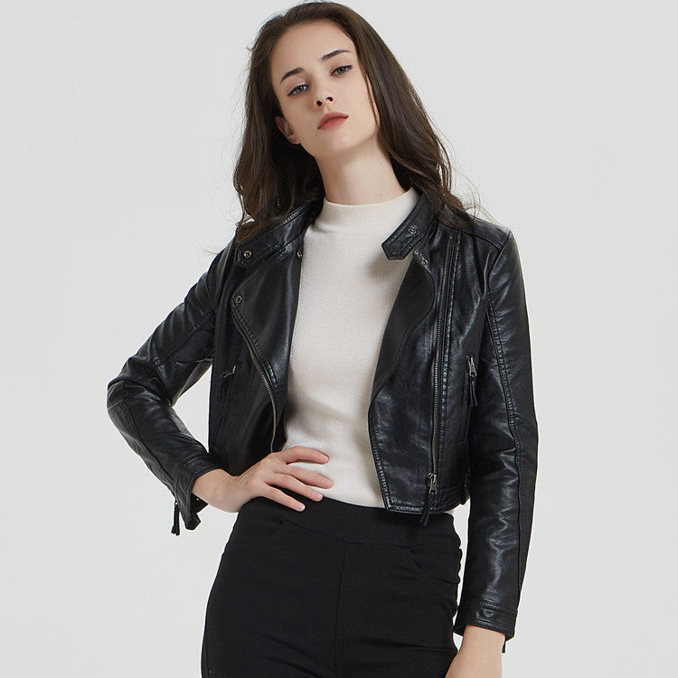 Damen elegante Bikerjacke aus hochwertigem R&B