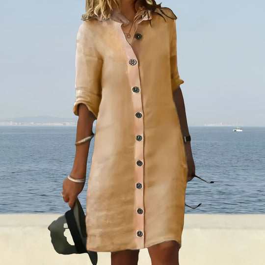 Damen Hemdblusenkleid mit Knopfverschluss und einem lässigen Schnitt R&B