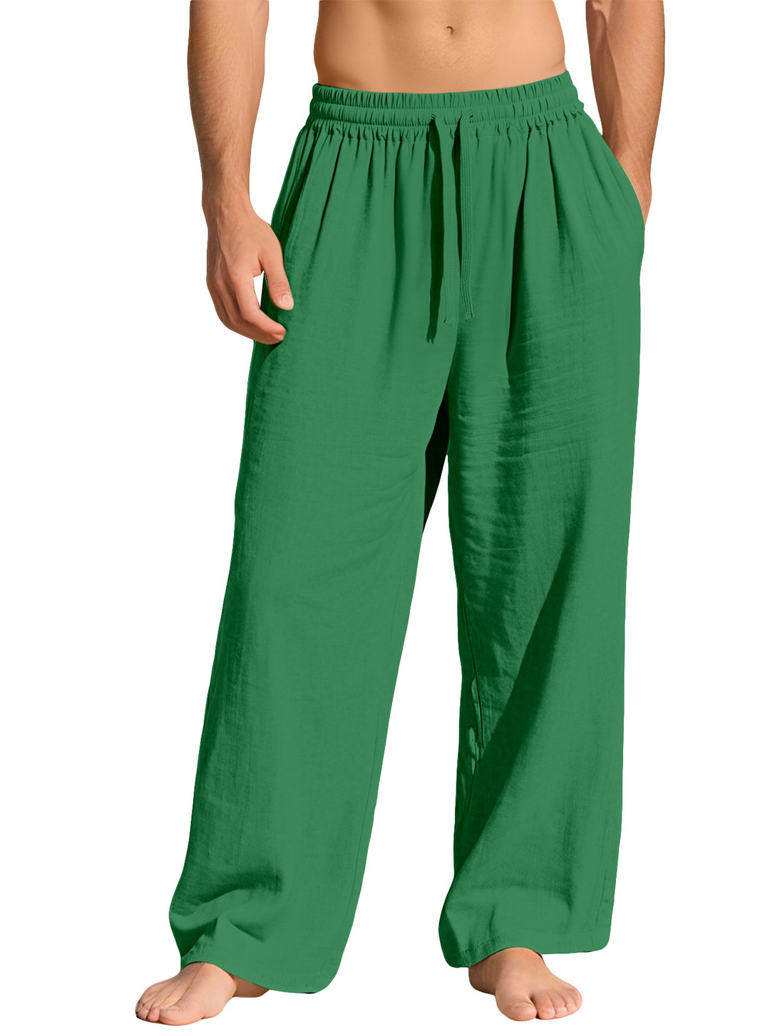 Herren nan leichte Leinen-Loungehose mit elastischem Bund und Seitentaschen R&B