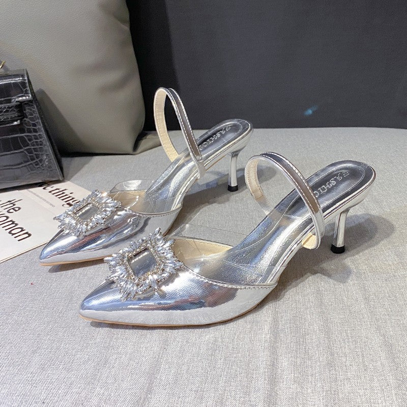 Damen Slingback-Pumps mit funkelndem Schmuckdetail R&B