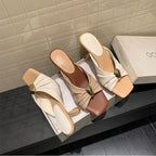 Damen elegantes Mules mit Raffungen und schickem Schmuckdetail R&B