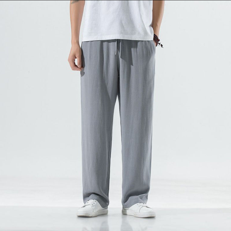 Herren lässige Leinenhose mit elastischem Bund und praktischen Seitentaschen R&B