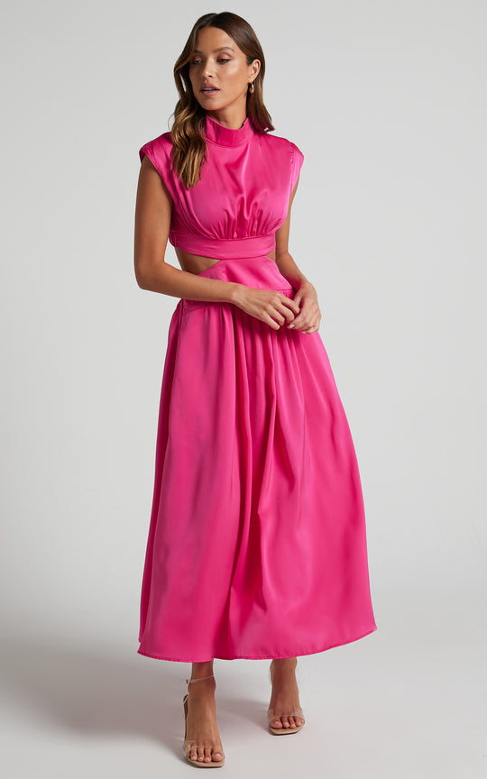 Damen Maxikleid mit kreativem Schnitt und tailliertem Design R&B