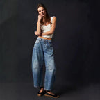 Damen Weite Denim-Hose im lässigen Schnitt