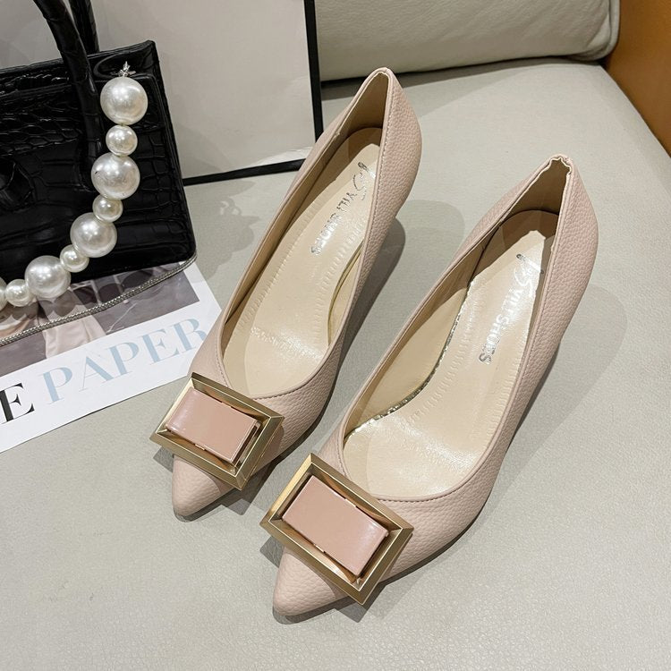 Damen Elegante Ballerinas mit innovativer Schnallenverzierung R&B
