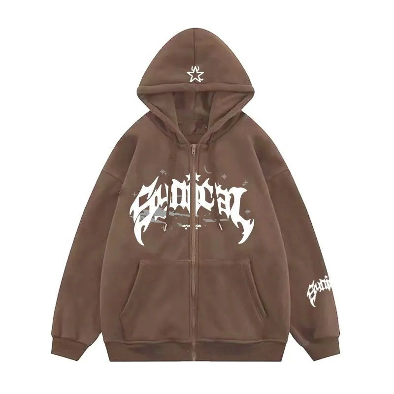 Damen Kapuzensweater mit urbanem Grafikelement und praktischen Taschen