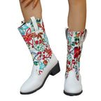 Damen Cowboy-Stiefel mit floralem Stickmotiv und komfortablem Blockabsatz R&B
