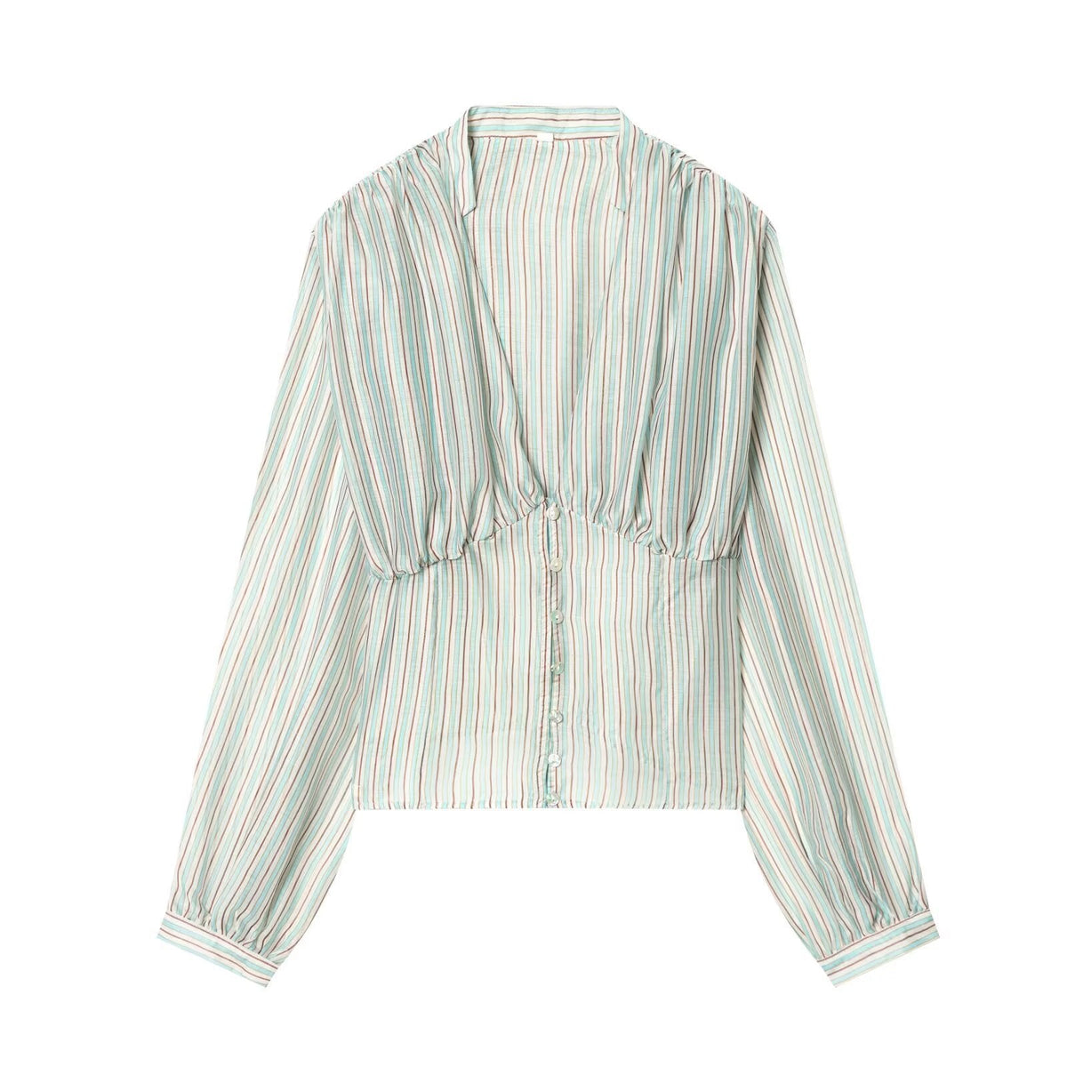 Damenbluse mit tiefem V-Ausschnitt und eleganten Rüschendetails R&B
