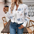 Damen Bomberjacke mit floralem Design und elastischen Bündchen