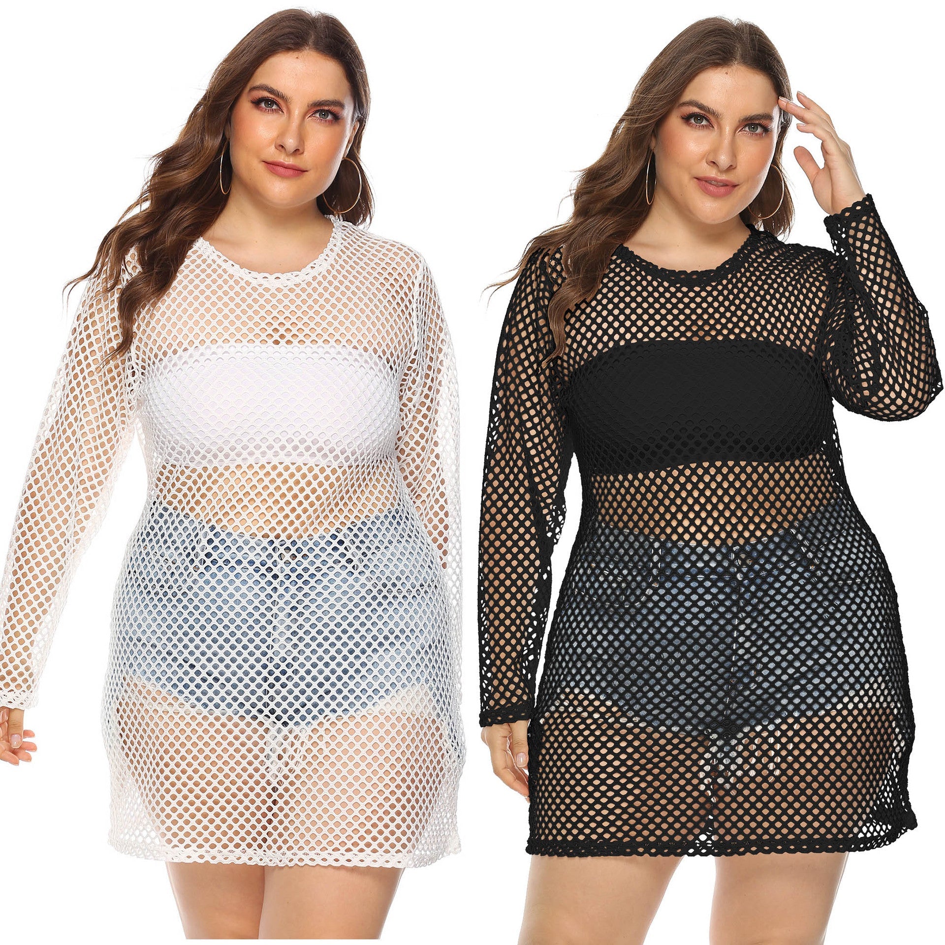Damen Netz-Streifenkleid R&B