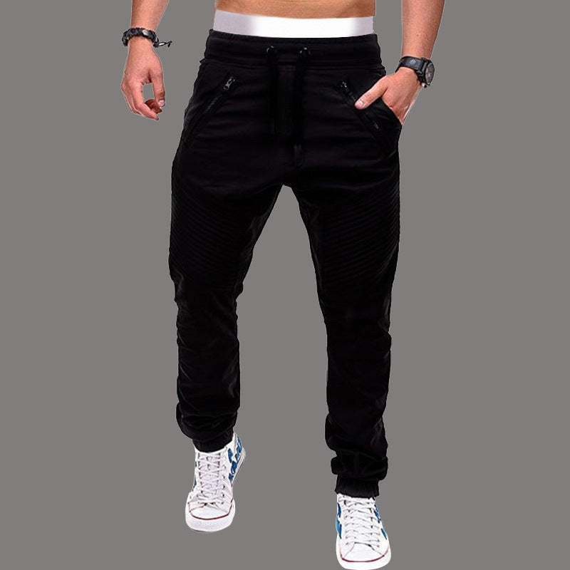 Herren modische Jogginghose mit elastischem Bund und seitlichen Reißverschlusstaschen R&B