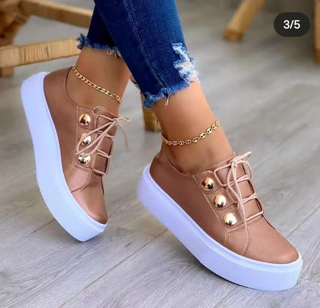 Damen modische Plattform-Sneaker mit glänzenden Dekoren R&B